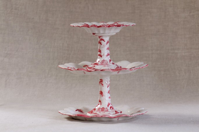 Teacakestand, Cakestand, Fluted dish in Pink