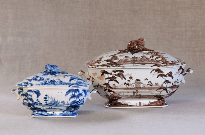 Small tureen in Blue, Large Tureen in Sepia